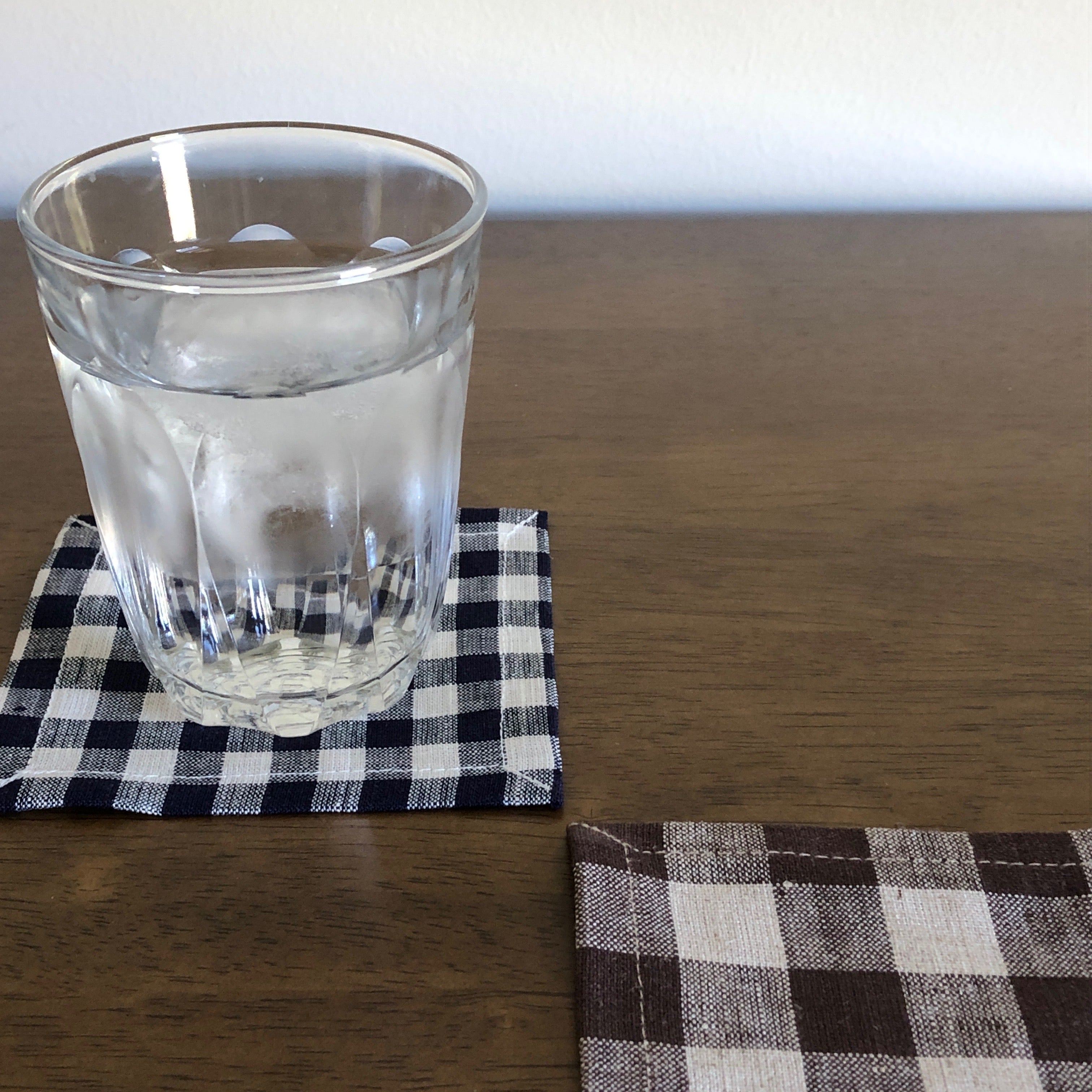Navy Gingham - Everyday Linen Coasters