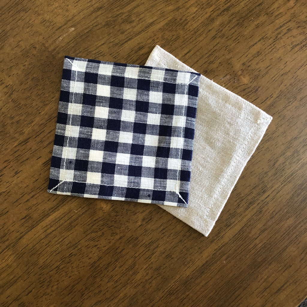 Navy Gingham - Everyday Linen Coasters