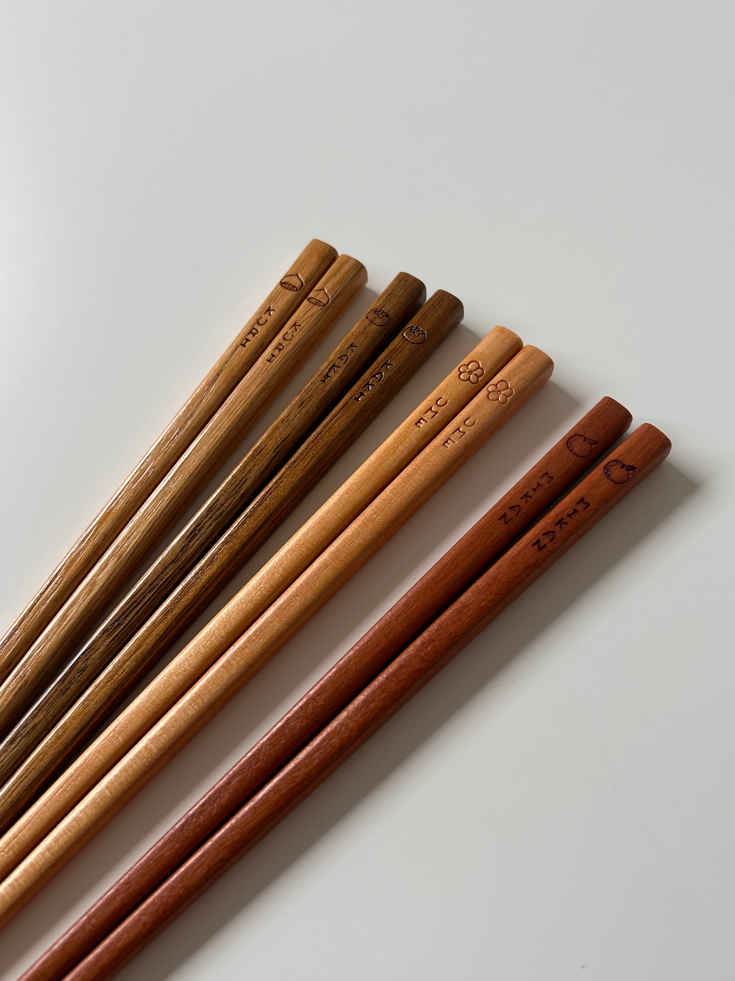 Fruitwood Chopstick Set - Chestnut, Plum, Mandarin, Persimmon (4 Pairs)