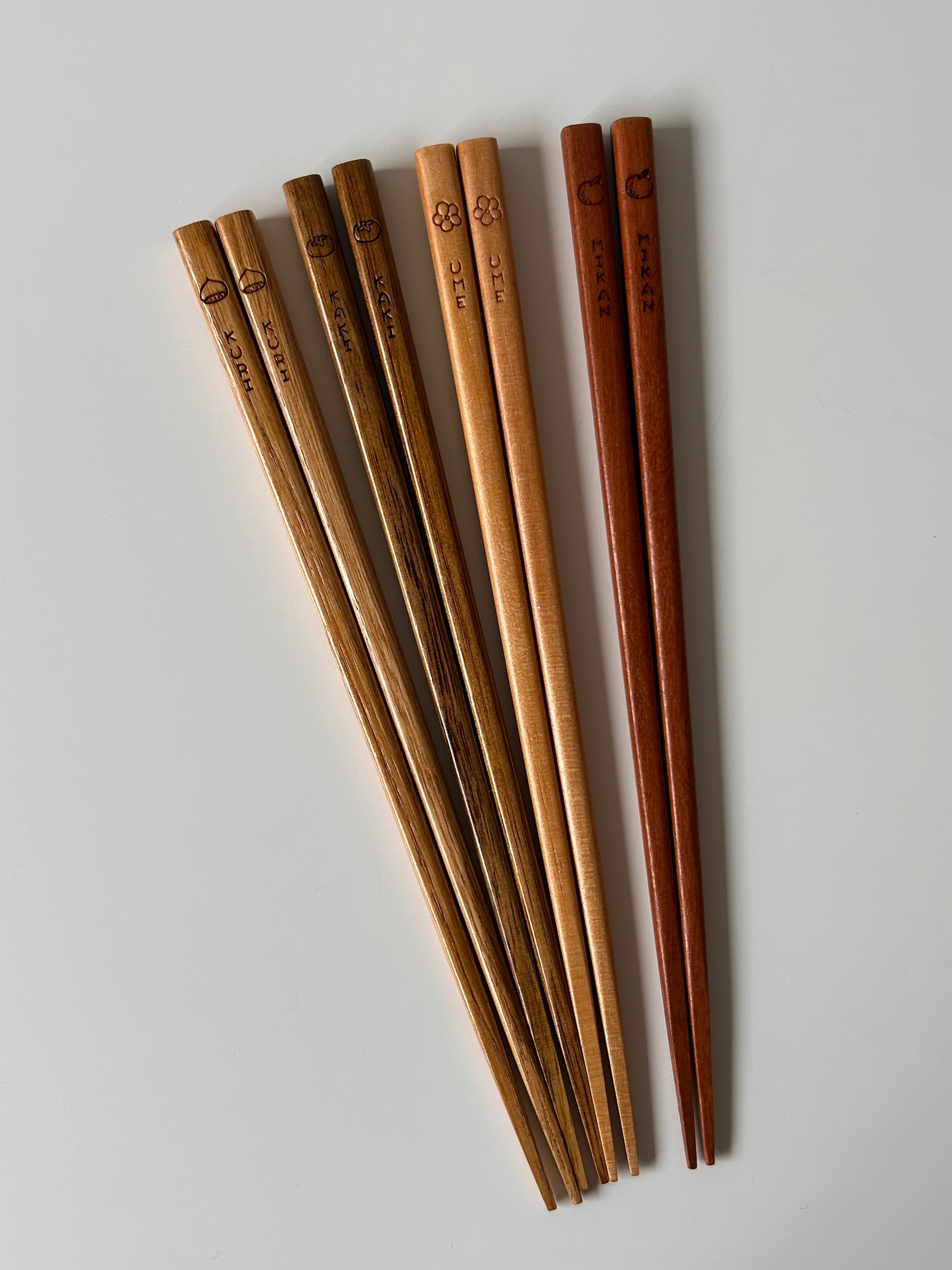 Fruitwood Chopstick Set - Chestnut, Plum, Mandarin, Persimmon (4 Pairs)